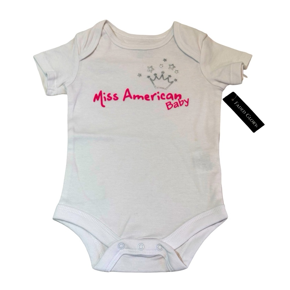 Faded Glory Miss American Baby Onesie Short Sleeve Top‎ 3-6 Months